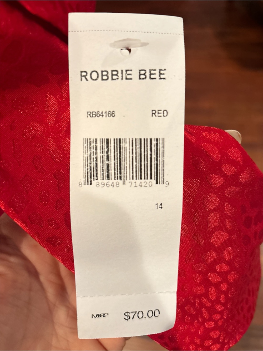 Robbie Bee Red Bow-Shoulder Layered Ruffle Dress - Picture 5 of 5